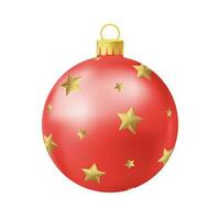 rood Kerstmis boom bal met goud ster vector