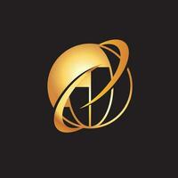 gouden wereldbol logo icoon voor algemeen doel vector