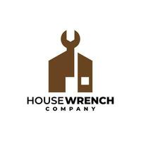 illustratie van een huis en moersleutel. huis moersleutel logo voor huis onderhoud bedrijf. vector