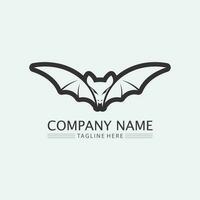 vleermuis logo dier en vector, vleugels, zwart, halloween, vampier, gothic, illustratie, ontwerp vleermuis icoon vector