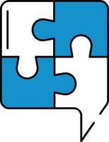decoupeerzaag puzzel icoon in blauw en wit kleur. vector