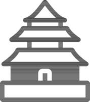 vector illustratie van boeddhistisch tempel of pagode icoon in zwart en wit kleur.