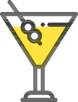 martini glas icoon in geel en wit kleur. vector