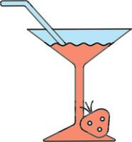 aardbei daiquiri icoon in rood en blauw kleur. vector