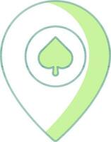 casino kaart pin icoon in groen en wit kleur. vector