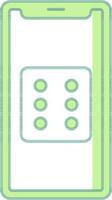 groen en wit kleur Dobbelsteen in smartphone icoon. vector