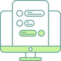 groen en wit kleur online chatten in bureaublad icoon. vector