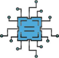 stroomkring of microchip icoon in blauw kleur. vector