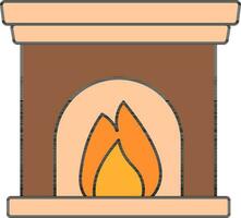 vector illustratie van haard of schoorsteen in bruin en perzik kleur.