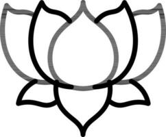 zwart lijn kunst lotus bloem icoon in vlak stijl. vector