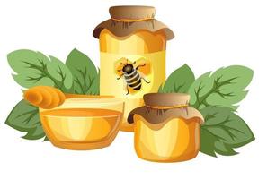 vector afbeelding van honing in verschillende containers