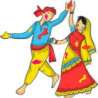 illustratie van dansen paar in traditioneel Indisch outfits. vector