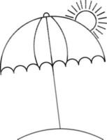 paraplu en zon icoon in zwart lijn kunst. vector