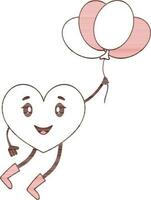 tekenfilm hart karakter Holding ballonnen icoon in beroerte stijl. vector