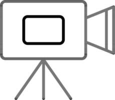 video camera Aan statief icoon in zwart schets. vector