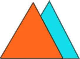oranje en blauw bergen icoon. vector