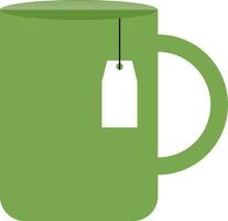 vlak illustratie van groen kop met thee tas. vector