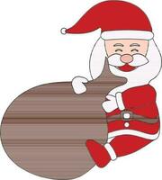tekenfilm de kerstman claus zittend met bruin zwaar zak in vlak stijl. vector