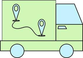 bijhouden levering vrachtauto icoon in groen en blauw kleur. vector