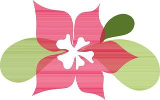 roze en wit bloem met groen bladeren icoon. vector
