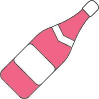 Champagne fles icoon in roze en wit kleur. vector