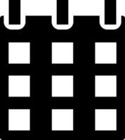kalender icoon of symbool in zwart en wit kleur. vector