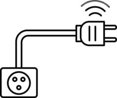 slim plug met stopcontact icoon in zwart dun lijn. vector