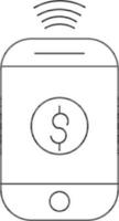 lineair stijl mobiel bank icoon. vector