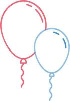 lijn kunst ballonnen icoon in rood en blauw kleur. vector
