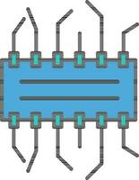 geïntegreerde stroomkring spaander icoon in blauw kleur. vector