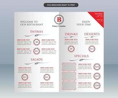 modern elegant wit en rood restaurantmenu vector