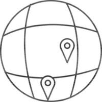 wereldbol met kaart aanwijzers icoon, plaats vinder in de omgeving van de aarde. vector