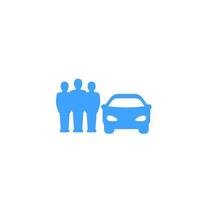 carsharing en carpooling vector icon mensen die een auto delen