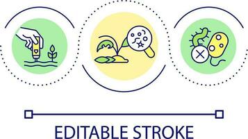 micro-organismen kwaad lus concept icoon. fabriek ziekte preventie. landbouw en landbouw abstract idee dun lijn illustratie. geïsoleerd schets tekening. bewerkbare beroerte vector