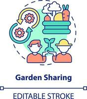 tuin sharing concept icoon. stedelijk tuinbouw delen. tuinieren type abstract idee dun lijn illustratie. geïsoleerd schets tekening. bewerkbare beroerte vector