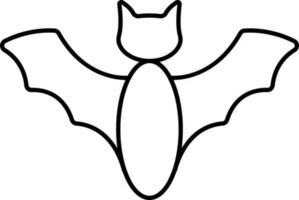vliegend vleermuizen tekenfilm karakter icoon in zwart lijn kunst. vector