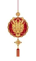 gouden hanger met draak ornamenten voor Chinese nieuw jaar viering geïsoleerd Aan wit achtergrond. dierenriem teken voor kaart ontwerp. China maan- kalender dier. vertaling jaar van de draak. vector. vector