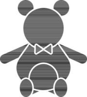 teddy beer icoon in zwart en wit kleur. vector