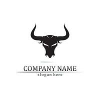 stier en koe dier, logo en vector hoorn en buffel logo en symbolen sjabloon pictogrammen app