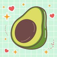 kawaii voedsel tekenfilm van avocado fruit illustratie. vector icoon van schattig Japans tekening stijl voor kind Product, sticker, shirt, behang, kaart