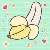 kawaii voedsel tekenfilm van zoet banaan fruit illustratie. vector icoon van schattig van Japans tekening stijl voor kind Product, sticker, shirt, behang, kaart