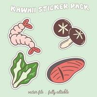 helder en kleurrijk kawaii voedsel Japan stijl sticker set. stickers in de tijdschrift-01 vector