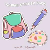 helder en kleurrijk kawaii voedsel Japan stijl sticker set. stickers in de tijdschrift-11 vector