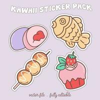 helder en kleurrijk kawaii voedsel Japan stijl sticker set. stickers in de tijdschrift-05 vector