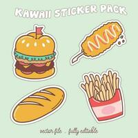 helder en kleurrijk kawaii voedsel Japan stijl sticker set. stickers in de tijdschrift-03 vector