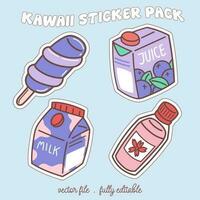 kawaii sticker reeks of elementen met schattig Japan anime manga tekenfilm stijl vector illustratie-04