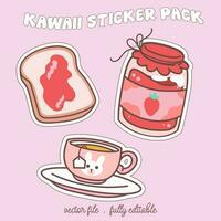 helder en kleurrijk kawaii voedsel Japan stijl sticker set. stickers in de tijdschrift-10 vector