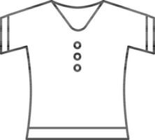 illustratie van t-shirt icoon in zwart lijn kunst. vector