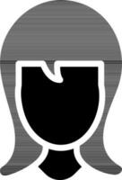 zwart en wit kleur meisje gezicht met Open haar- icoon. vector