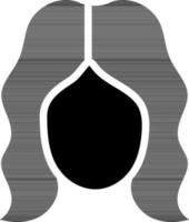 vrouw gezicht met Open haar- icoon in zwart en wit kleur. vector